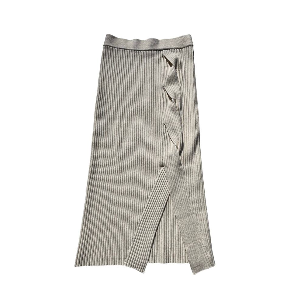 Anthro Maeve Ribbed Knit Anthropologie Desiree Stretch Midi Skirt Side Twist S